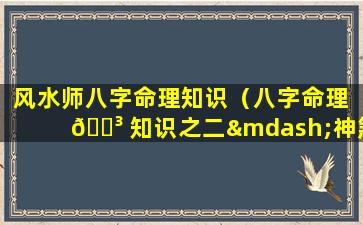 风水师八字命理知识（八字命理 🐳 知识之二—神煞篇）